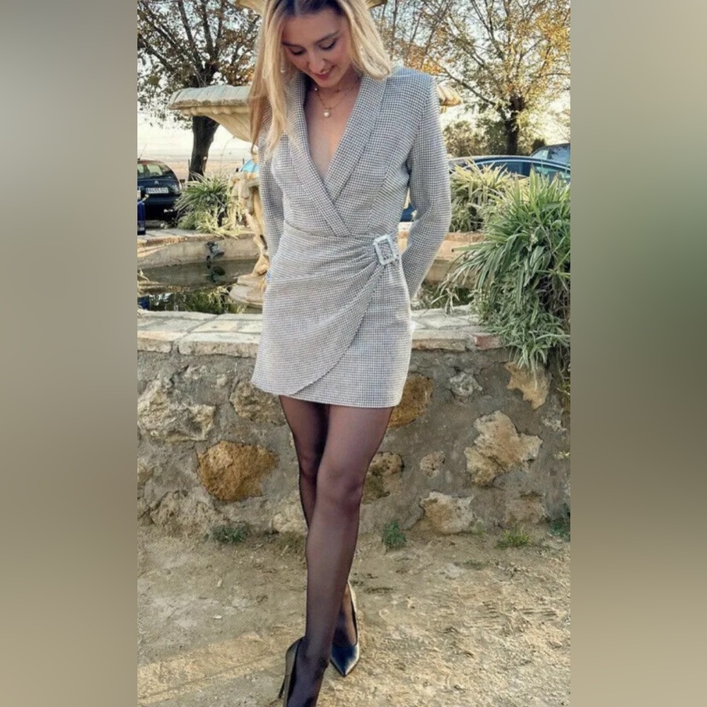Zara houndstooth blazer dress size M